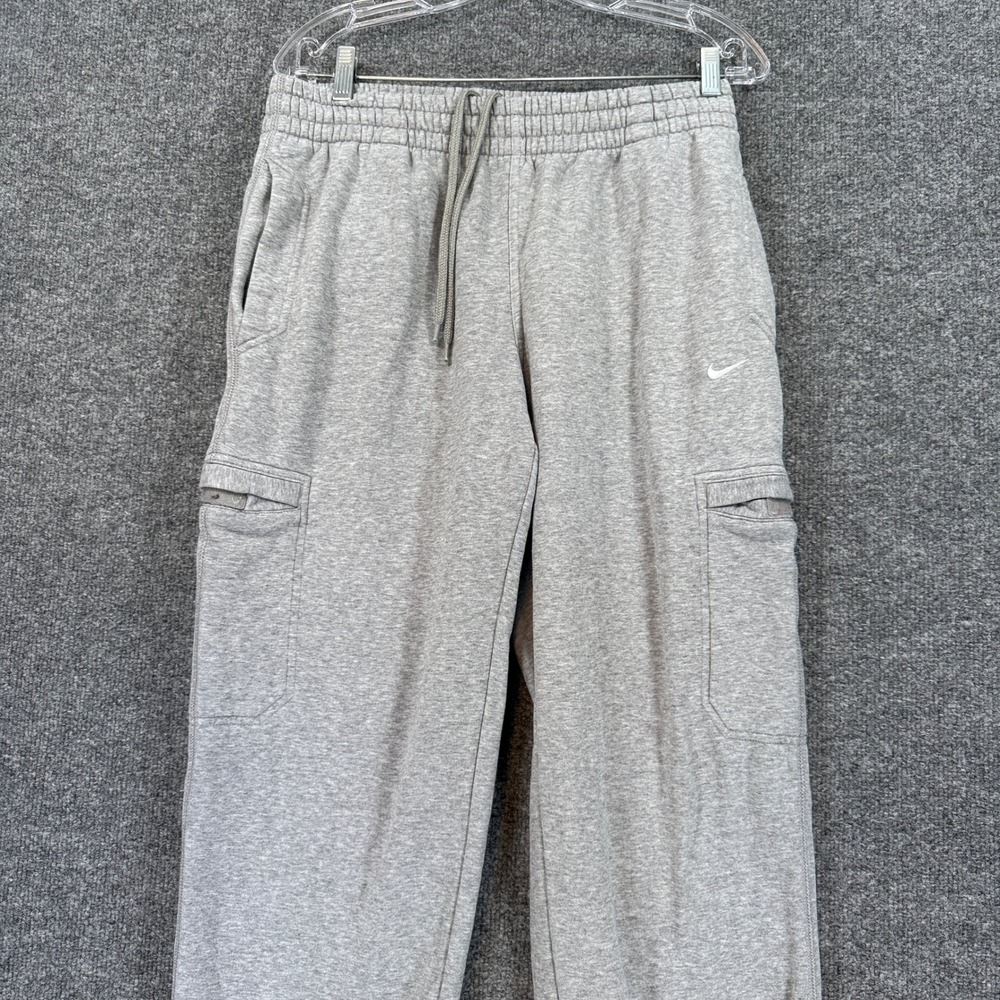 Nike Cargo Sweatpants Mens Medium Gray Fleece Straight Leg Athletic Lounge - Picture 3 of 11